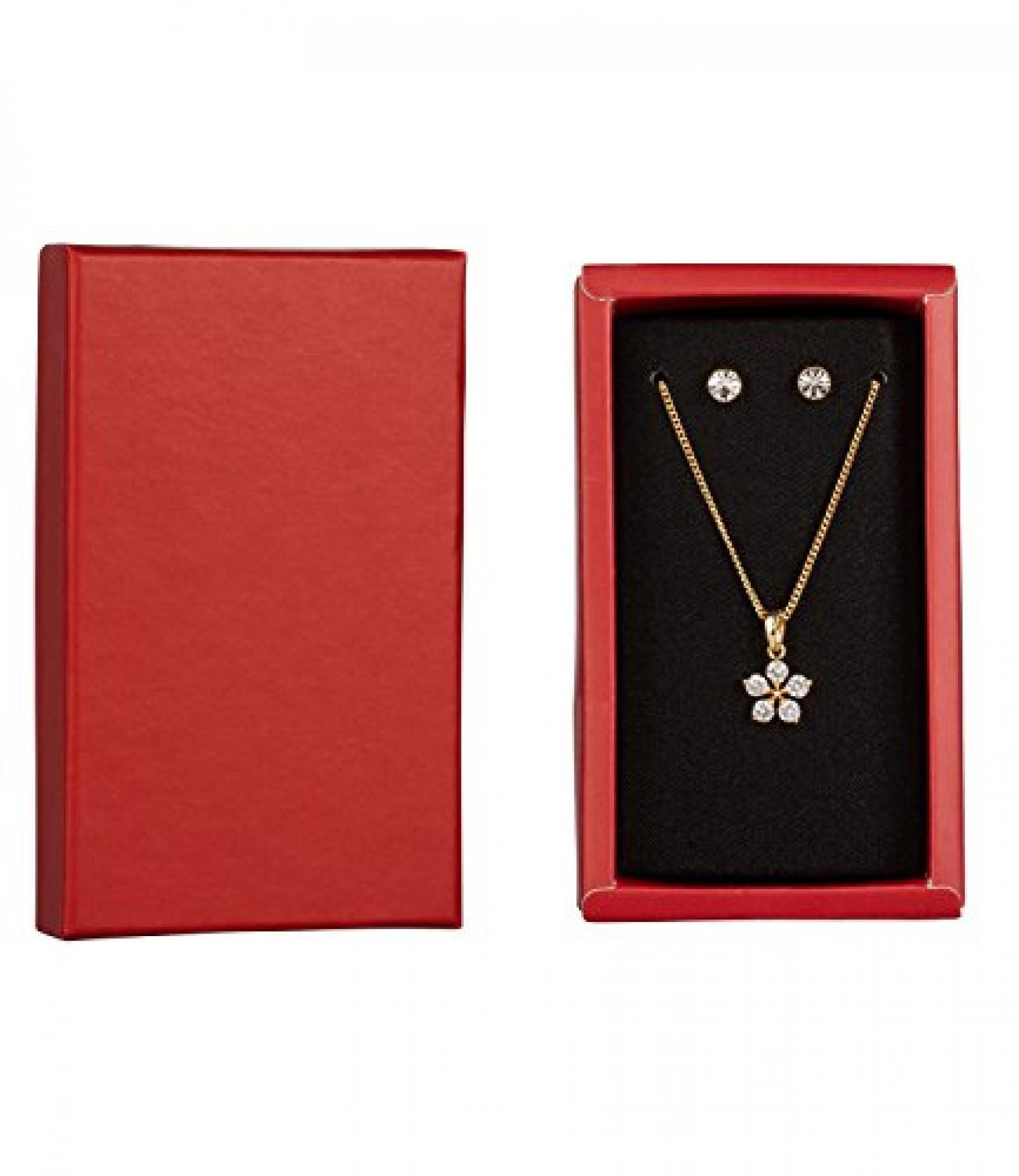 SIX "Xmas Sets" Geschenk Box mit Kette & Ohrsteckern, Strass, Blume (388-220) 